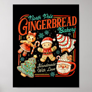 Retro Christmas Gingerbread Bakery North Le Cookie Poster
