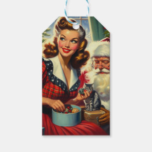 Retro Christmas Girl Gift Tags