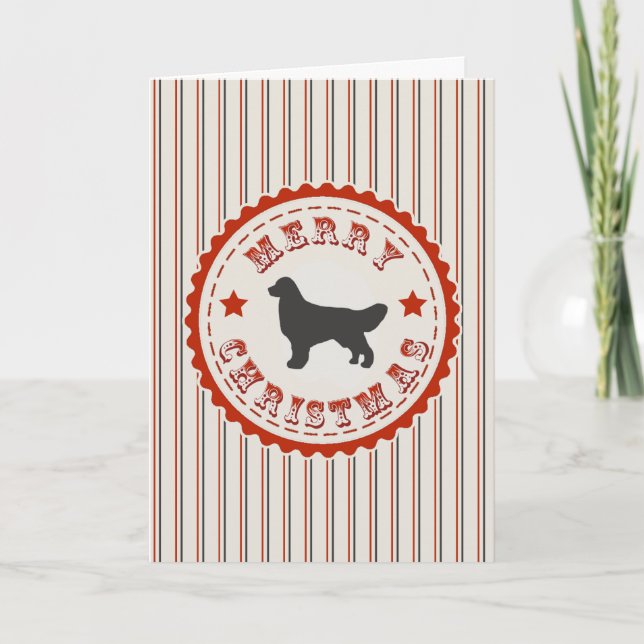 Retro Christmas Golden Retriever Holiday Card (Front)