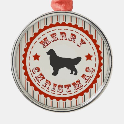 Retro Christmas Golden Retriever Metal Ornament