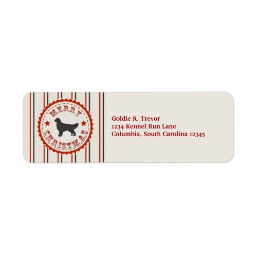 Retro Christmas Golden Retriever Personalized Label