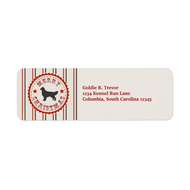 Retro Christmas Golden Retriever Personalized Label (Front)