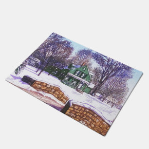 Retro Christmas Greenery Winter Home Road Doormat