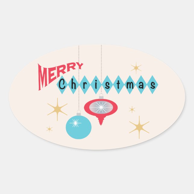 Retro Christmas greeting sticker (Front)