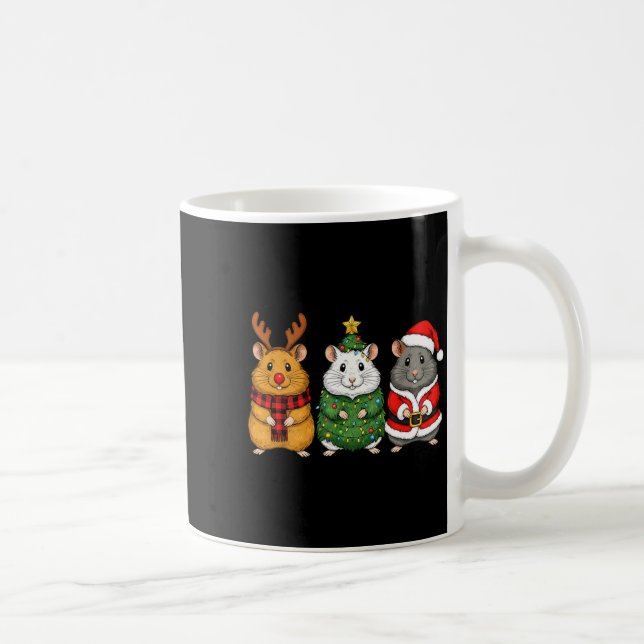 Retro Christmas Hamster Santa Reindeer  Coffee Mug (Right)