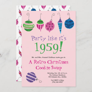 Retro Christmas Hand-Illustrated Cocktail Party Invitation