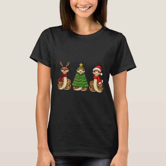 Retro Christmas Hognose Snake Santa Reindeer  T-Shirt (Front)