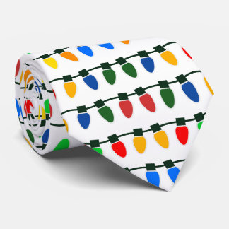 Retro Christmas Holiday Colorful String Lights Art Neck Tie