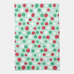 Retro Christmas Holiday Dots Kitchen Towel Gift
