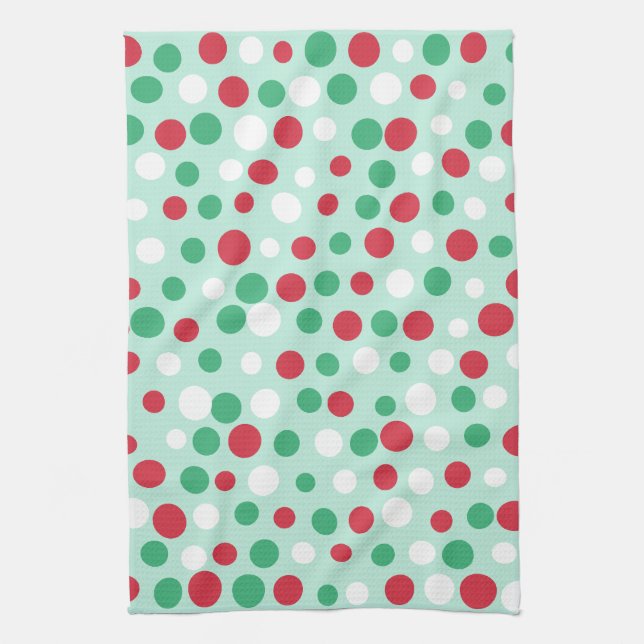 Retro Christmas Holiday Dots Kitchen Towel Gift (Vertical)