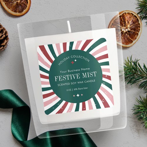 Retro Christmas Holiday Product Label Red  Green