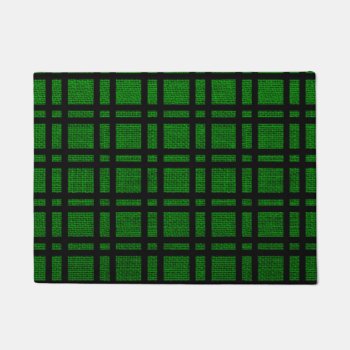 Retro Christmas Holiday Tartan Plaid Doormat by All_About_Christmas at Zazzle