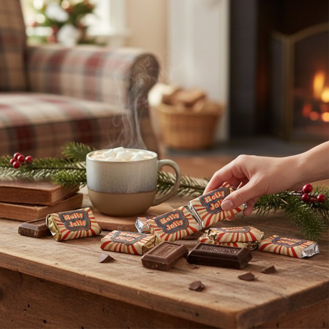 Retro Christmas Holidays Holly Jolly Personalized  Hershey's Miniatures (Creator Uploaded)