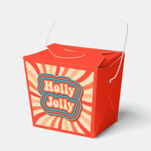 Retro Christmas Holidays Holly Jolly Typography Favor Boxes