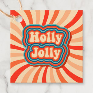 Retro Christmas Holidays Holly Jolly Typography Favor Tags