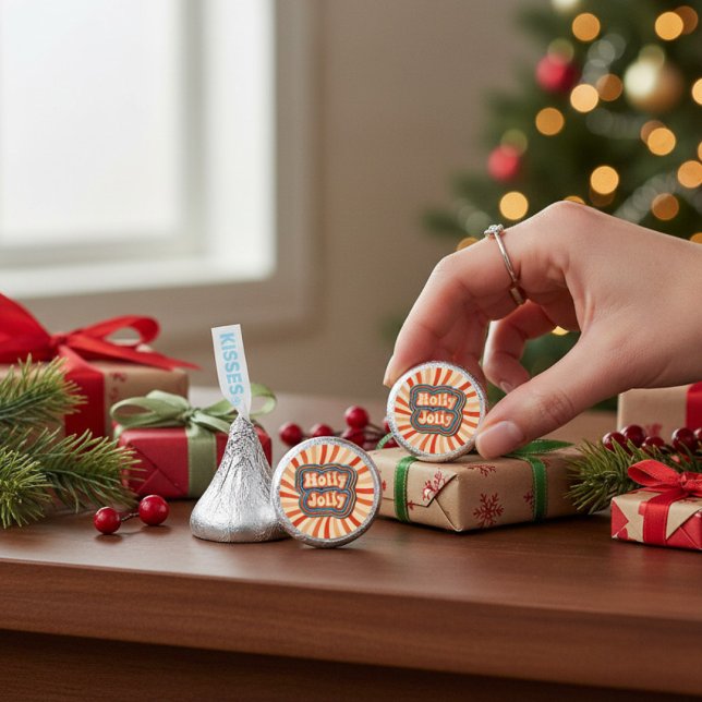 Retro Christmas Holidays Holly Jolly Typography Hershey®'s Kisses® (Creator Uploaded)