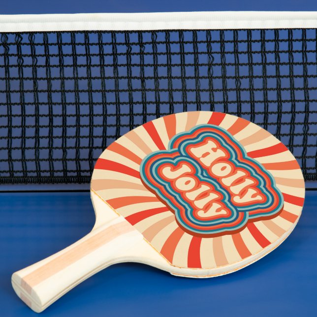 Retro Christmas Holidays Holly Jolly Typography Ping Pong Paddle (Insitu)