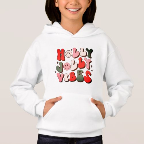 Retro Christmas Holly Jolly Vibes Trendy Holidays Hoodie