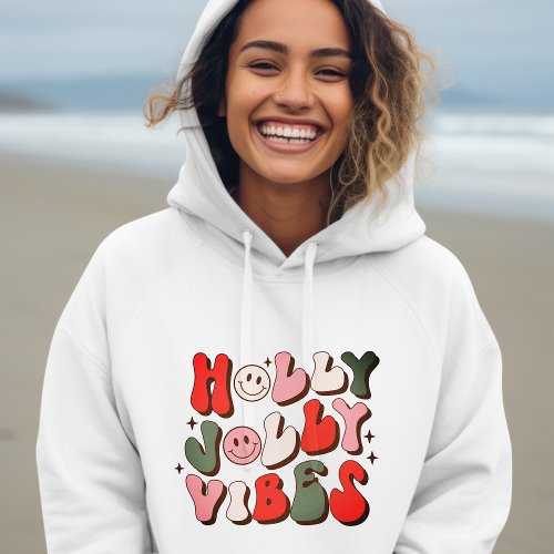 Retro Christmas Holly Jolly Vibes Trendy Holidays Hoodie