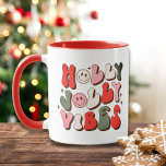Retro Christmas Holly Jolly Vibes Trendy Holidays Mug at Zazzle