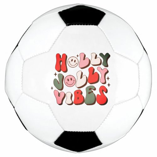 Retro Christmas Holly Jolly Vibes Trendy Holidays Soccer Ball
