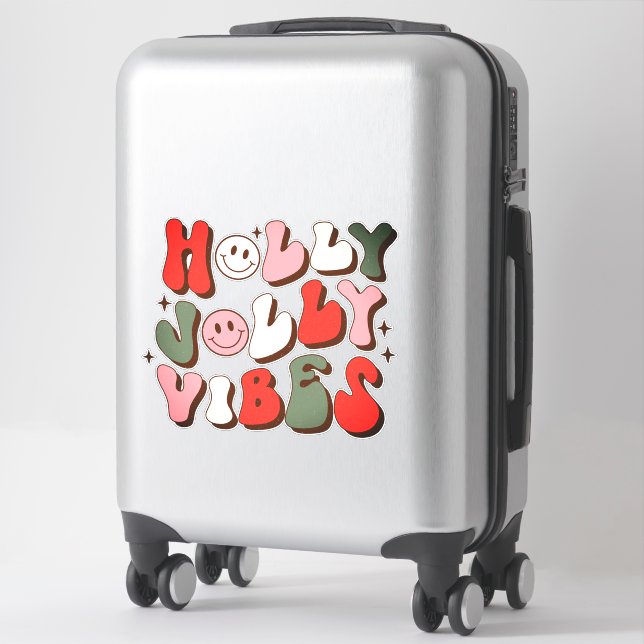Retro Christmas Holly Jolly Vibes Trendy Holidays Sticker (Suitcase)
