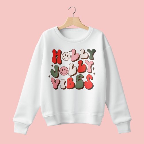 Retro Christmas Holly Jolly Vibes Trendy Holidays Sweatshirt