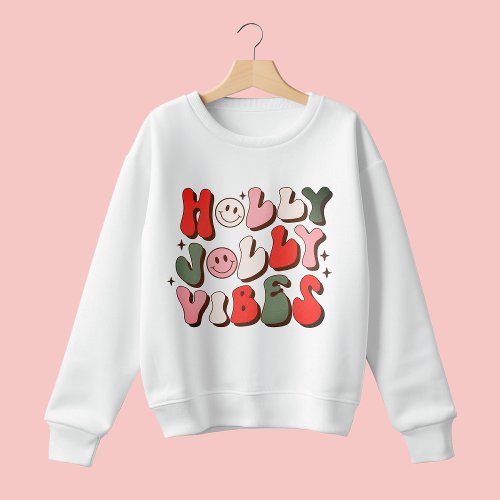 Retro Christmas Holly Jolly Vibes Trendy Holidays Sweatshirt