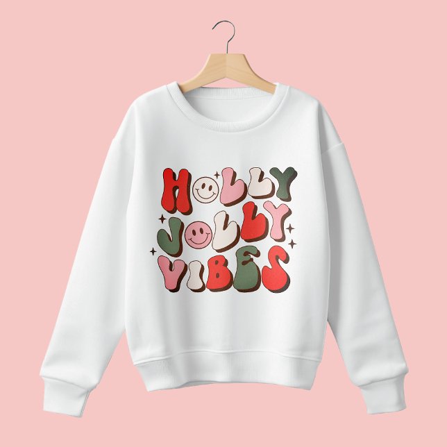 Retro Christmas Holly Jolly Vibes Trendy Holidays Sweatshirt (Creator Uploaded)