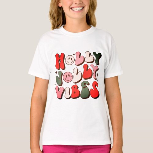 Retro Christmas Holly Jolly Vibes Trendy Holidays T_Shirt