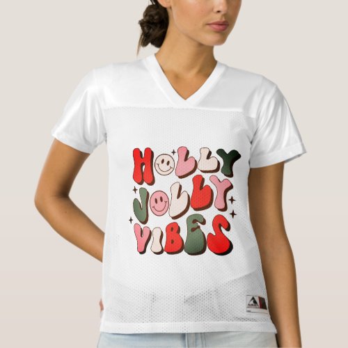 Retro Christmas Holly Jolly Vibes Trendy Holidays Womens Football Jersey