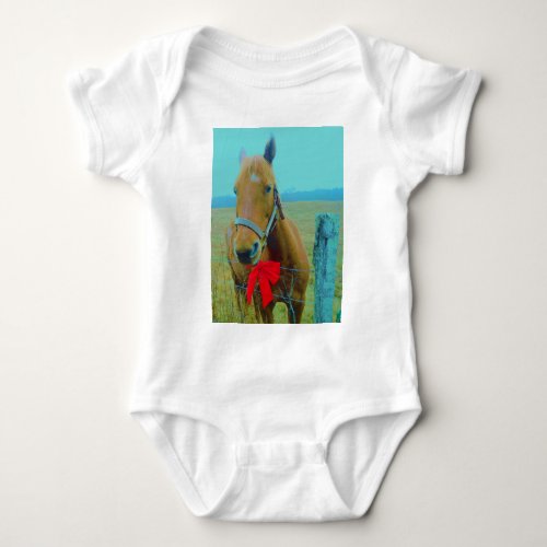 retro Christmas Horse Baby Bodysuit