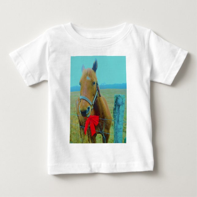 retro Christmas Horse Baby T-Shirt (Front)