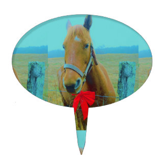 retro Christmas Horse Cake Topper