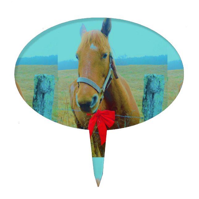 retro Christmas Horse Cake Topper (Front)