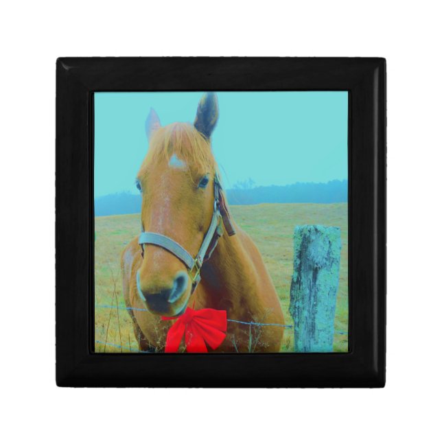 retro Christmas Horse Keepsake Box (Front)