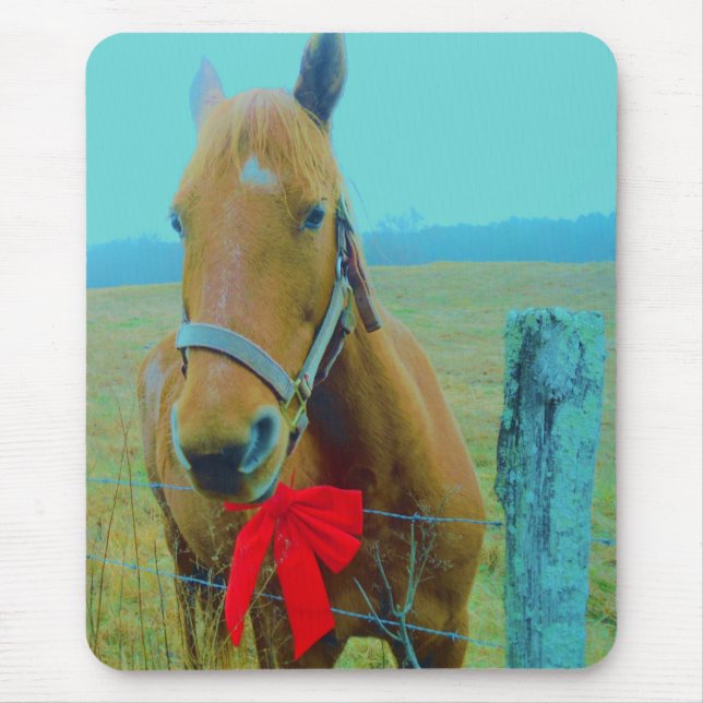 retro Christmas Horse Mouse Pad (Front)