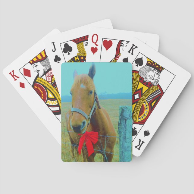 retro Christmas Horse Poker Cards (Back)