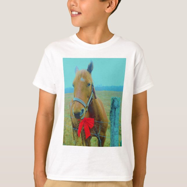 retro Christmas Horse T-Shirt (Front)