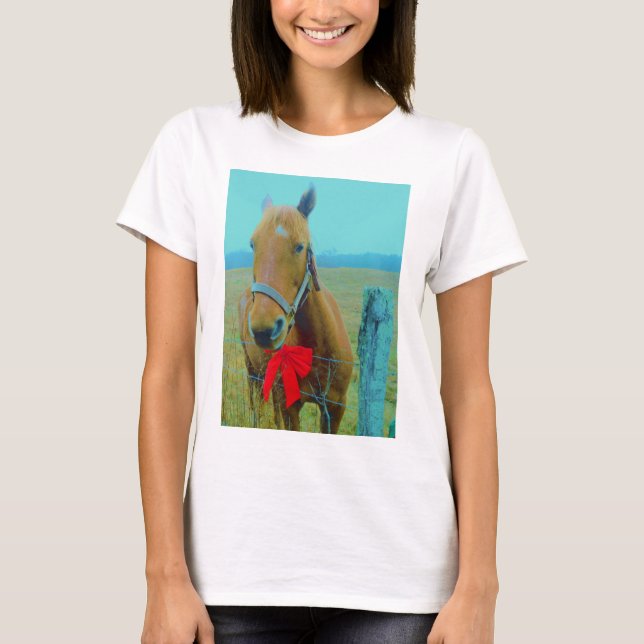 retro Christmas Horse T-Shirt (Front)
