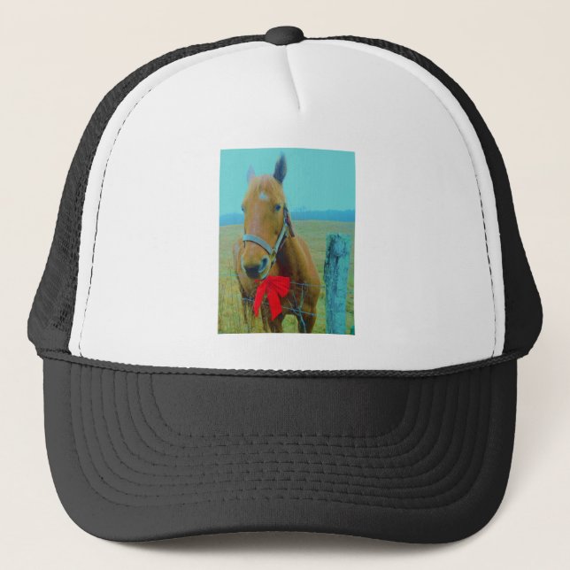 retro Christmas Horse Trucker Hat (Front)