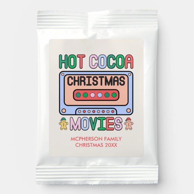 Retro Christmas Hot Cocoa Party Favors Drink Mix (Front)