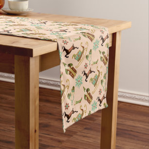 Retro Christmas Images Short Table Runner