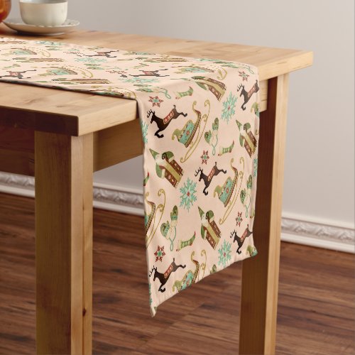 Retro Christmas Images Short Table Runner