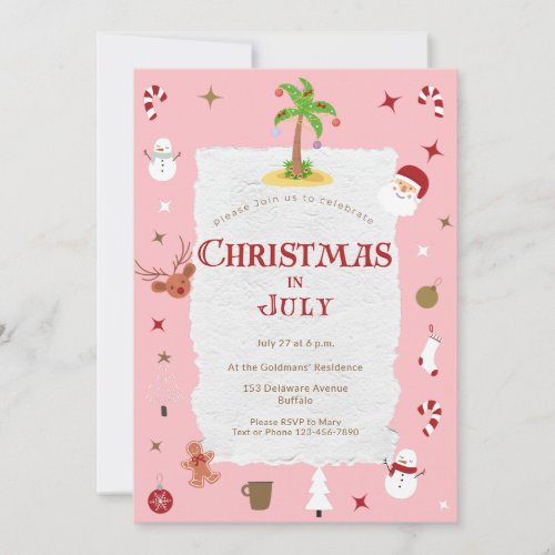 Retro Christmas in July Belated Holiday Party Invitation