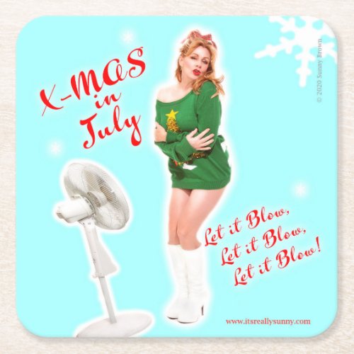 Retro Christmas in July Beverage Coaster