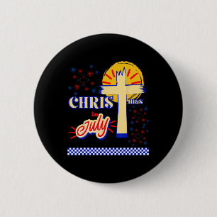 Retro Christmas In July Christian Jesus God Summer Button
