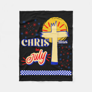 Retro Christmas In July Christian Jesus God Summer Fleece Blanket