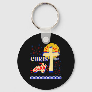 Retro Christmas In July Christian Jesus God Summer Keychain