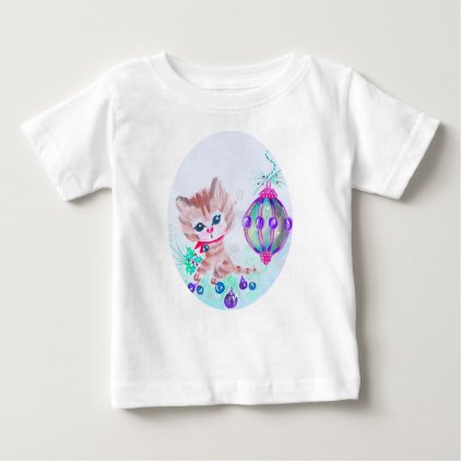 Retro Christmas Kitty Baby T-Shirt